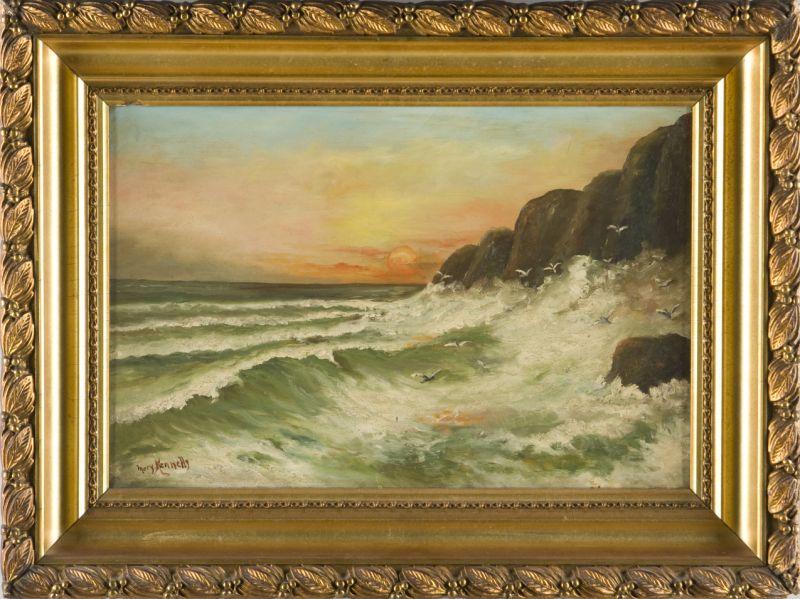 Appraisal: Mary Kennelly Am circa Sunset Seascape oil on canvas signed