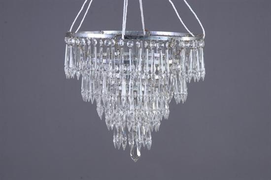 Appraisal: CONTEMPORARY CRYSTAL FIVE-TIER PLAFONNIER th century not electrified Silver-metal band