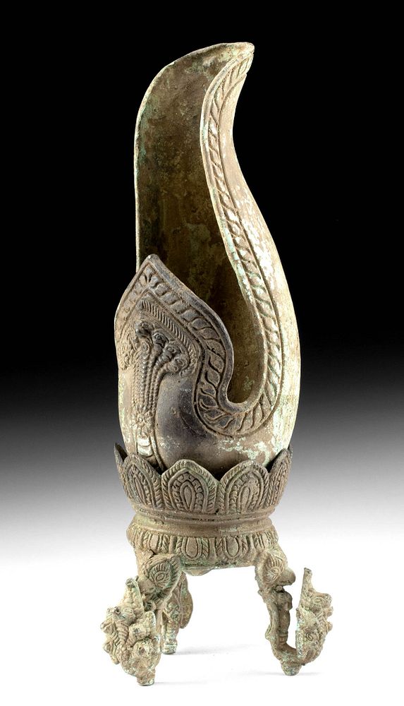 Appraisal: th C Cambodian Khmer Brass Tripod Censer Southeast Asia Cambodia