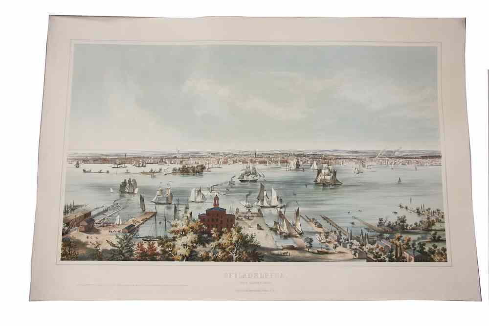 Appraisal: HANDCOLORED LITHO - Rare Handcolored Lithograph 'Philadelphia Viewed from Camden'