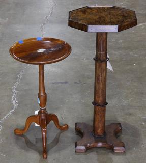 Appraisal: lot of Biedermeier style distressed fruitwood pedestal with octagonal top