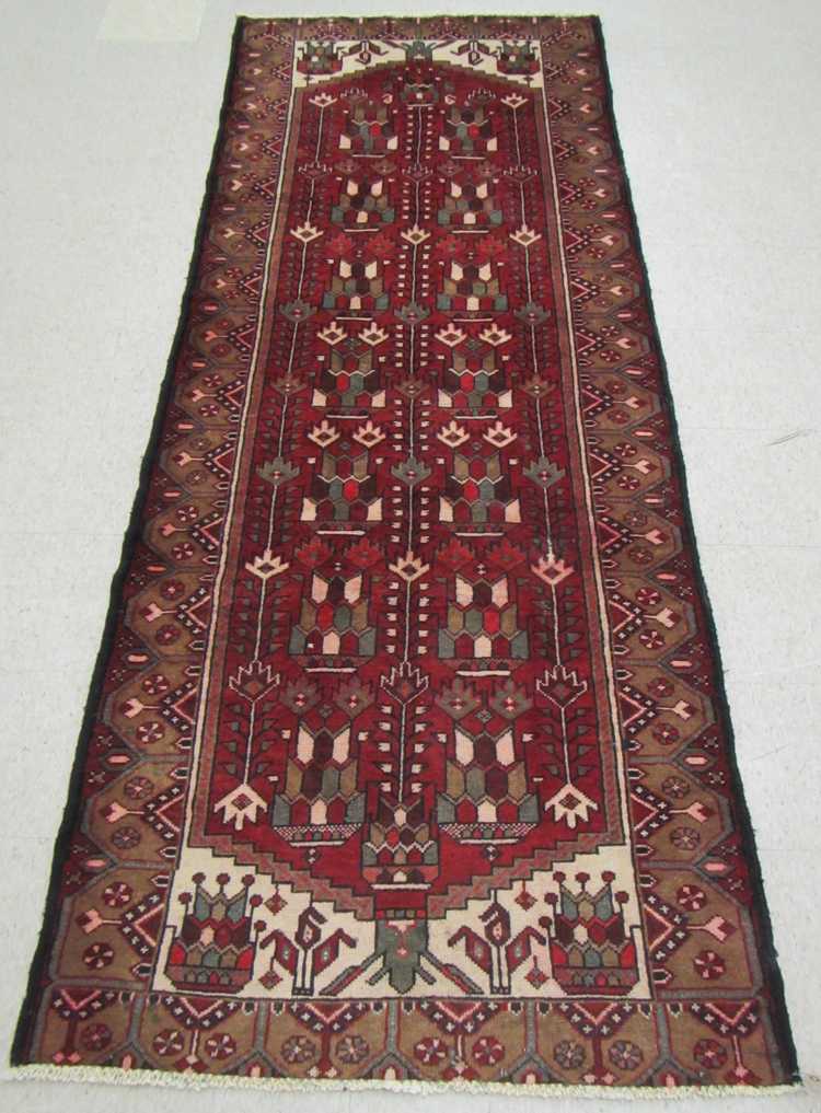 Appraisal: SEMI-ANTIQUE PERSIAN TRIBAL HALL RUG Hamadan Villages region northwestern Iran