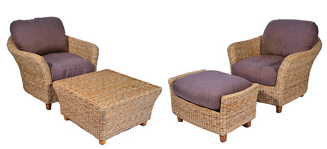 Appraisal: TWO MODERN WICKER WOVEN CONSERVATORY ARMCHAIRS each cm wide together