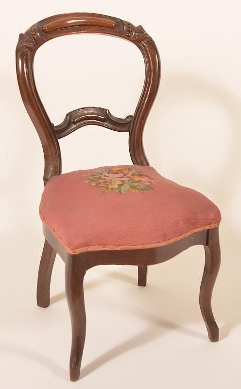 Appraisal: Victorian Walnut Carved and Molded side chair Victorian Walnut Carved