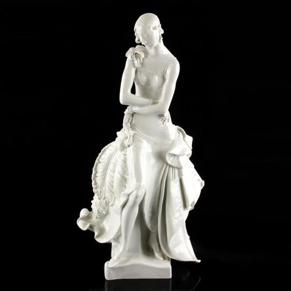 Appraisal: LADY WITH FAN' MEISSEN BLANC DE CHINE PORCELAIN FIGURE BY