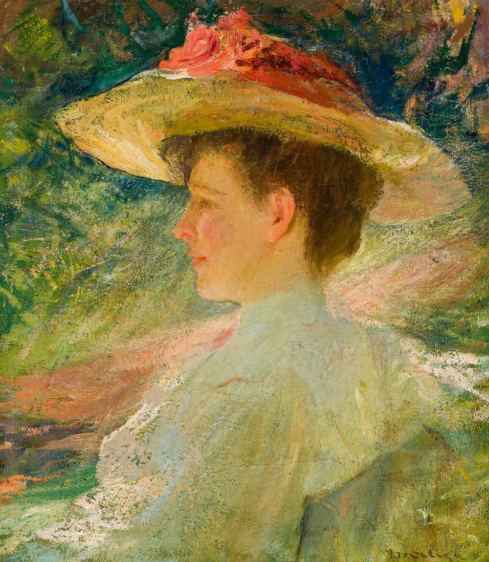 Appraisal: ISAAC HENRY CALIGA American - Woman in White Hat c