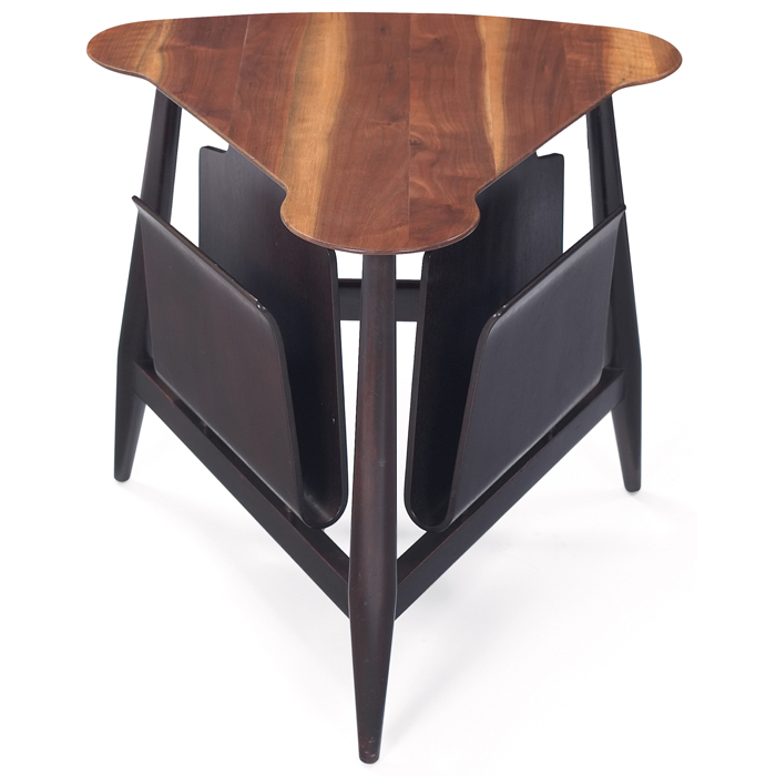 Appraisal: Edward Wormley magazine table by Dunbar sap grain walnut top