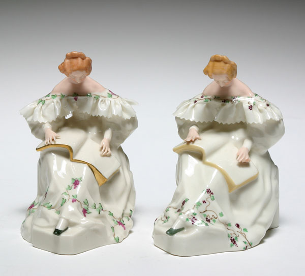 Appraisal: Pair Lenox hand painted porcelain seated th century style female