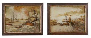 Appraisal: Collection of Dutch Verre glomis Paintings Circle of Jonas Zeuner