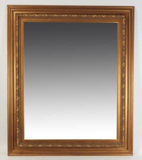 Appraisal: Monumental beveled mirror h x w Monumental carved and gilt