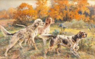 Appraisal: Edmund Henry Osthaus Three Setters signed Edmund Osthaus lower leftwatercolor