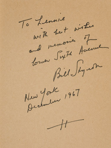 Appraisal: INSCRIBED TO LEONARD BERNSTEIN STYRON WILLIAM The Confessions of Nat