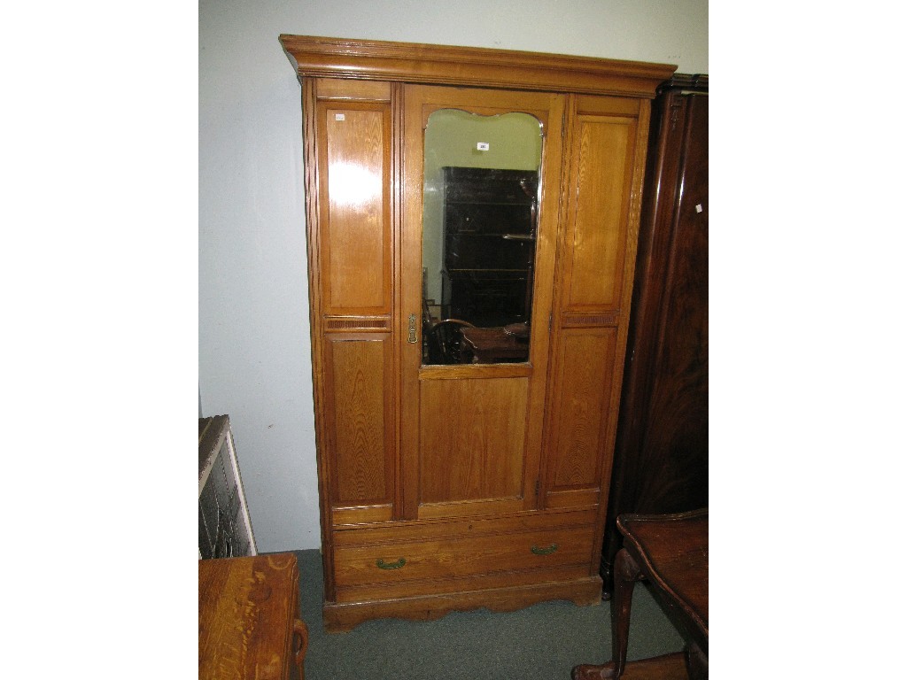 Appraisal: Ash mirror door wardrobe