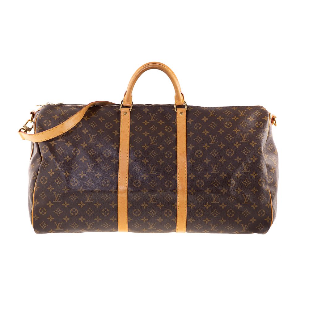 Appraisal: A Louis Vuitton Monogram Keepall Bandouliere A brown and tan