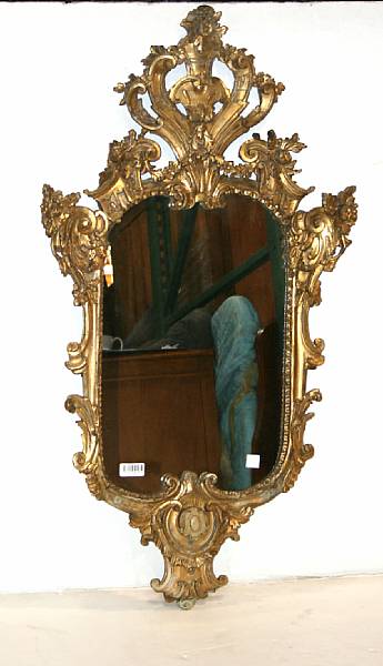 Appraisal: A Rococo style giltwood and gilt composition mirror late th