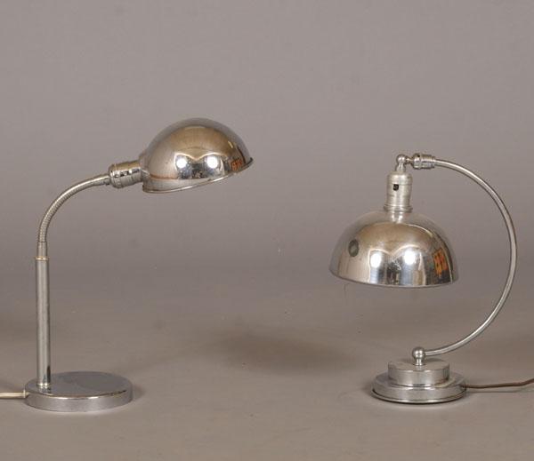 Appraisal: Two chrome student lamps both with circular bases and rounded