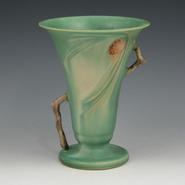 Appraisal: Roseville Pine Cone vase in green Marked Roseville - Restored