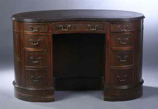 Appraisal: GEORGE III STYLE MAHOGANY KIDNEY-SHAPED KNEEHOLE DESK Late th century