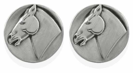 Appraisal: A PAIR OF CUFFLINKS BY GEORG JENSEN The circular discs