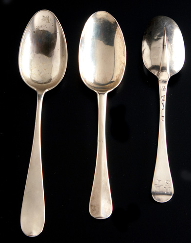 Appraisal: Two George II silver spoons and a later spoon one