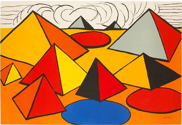 Appraisal: Alexander Calder American - Untitled Pyramids with Clouds s Lithograph