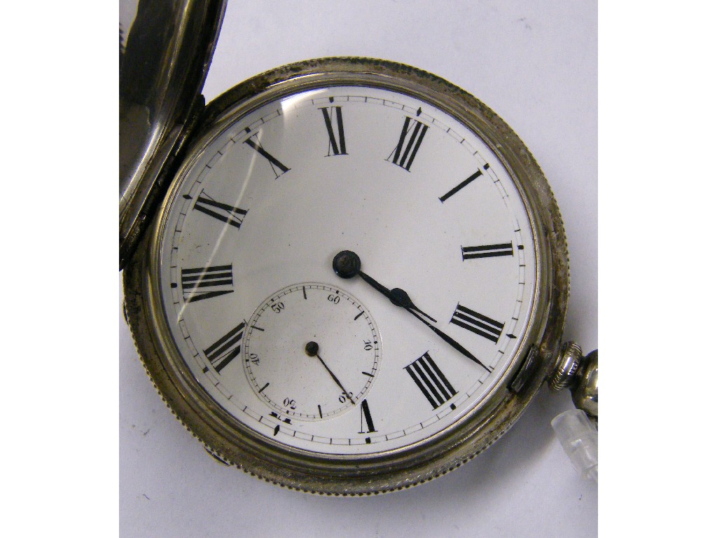 Appraisal: Swiss silver lever hunter pocket watch jewel three-quarter plate gilt