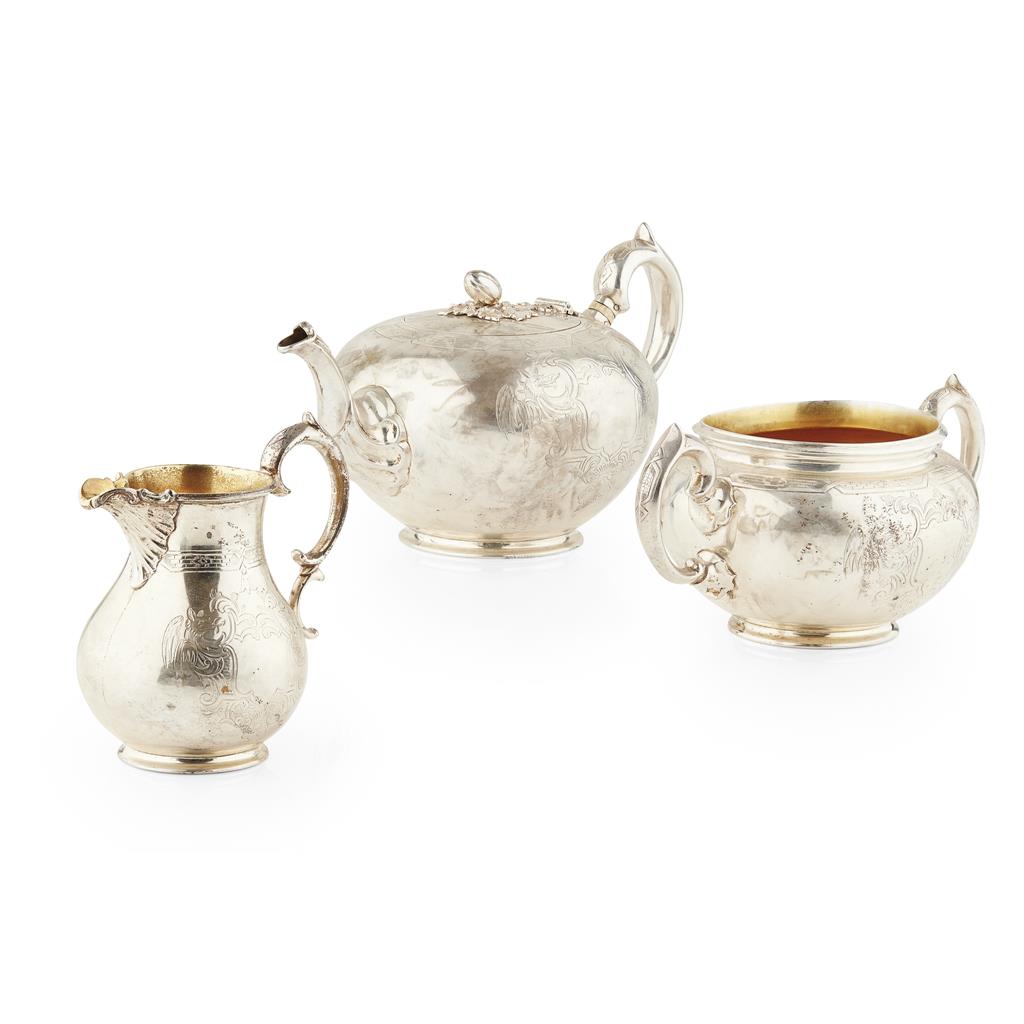 Appraisal: A Victorian Scottish silver three piece tea service J McKay