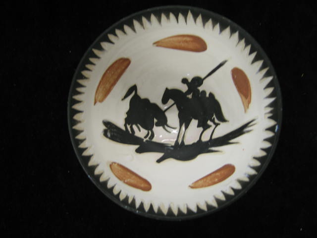 Appraisal: Picasso Art Pottery Bowl Madoura mark Bullfighter diameter deep excellent