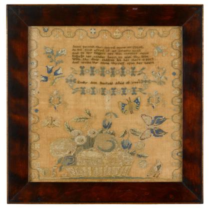 Appraisal: Needlework sampler emily ann bonfield aged years circa