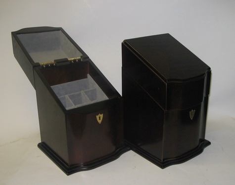 Appraisal: PAIR OF MAHOGANY KNIFE BOXES fashioned after the early English