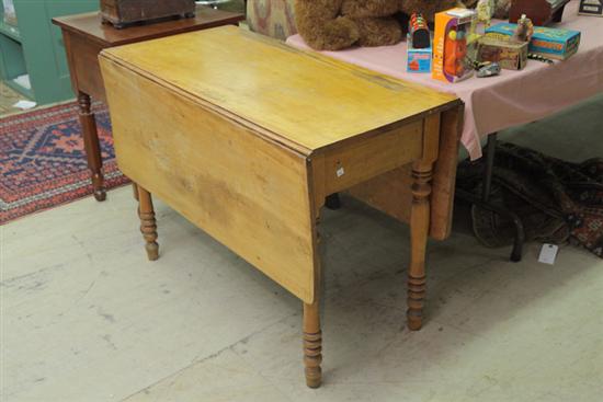 Appraisal: DROP LEAF TABLE Curly maple with rounded rectangular leaves sausage