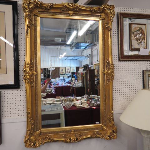 Appraisal: Ornate Antique Gold Framed Mirror overall approx x