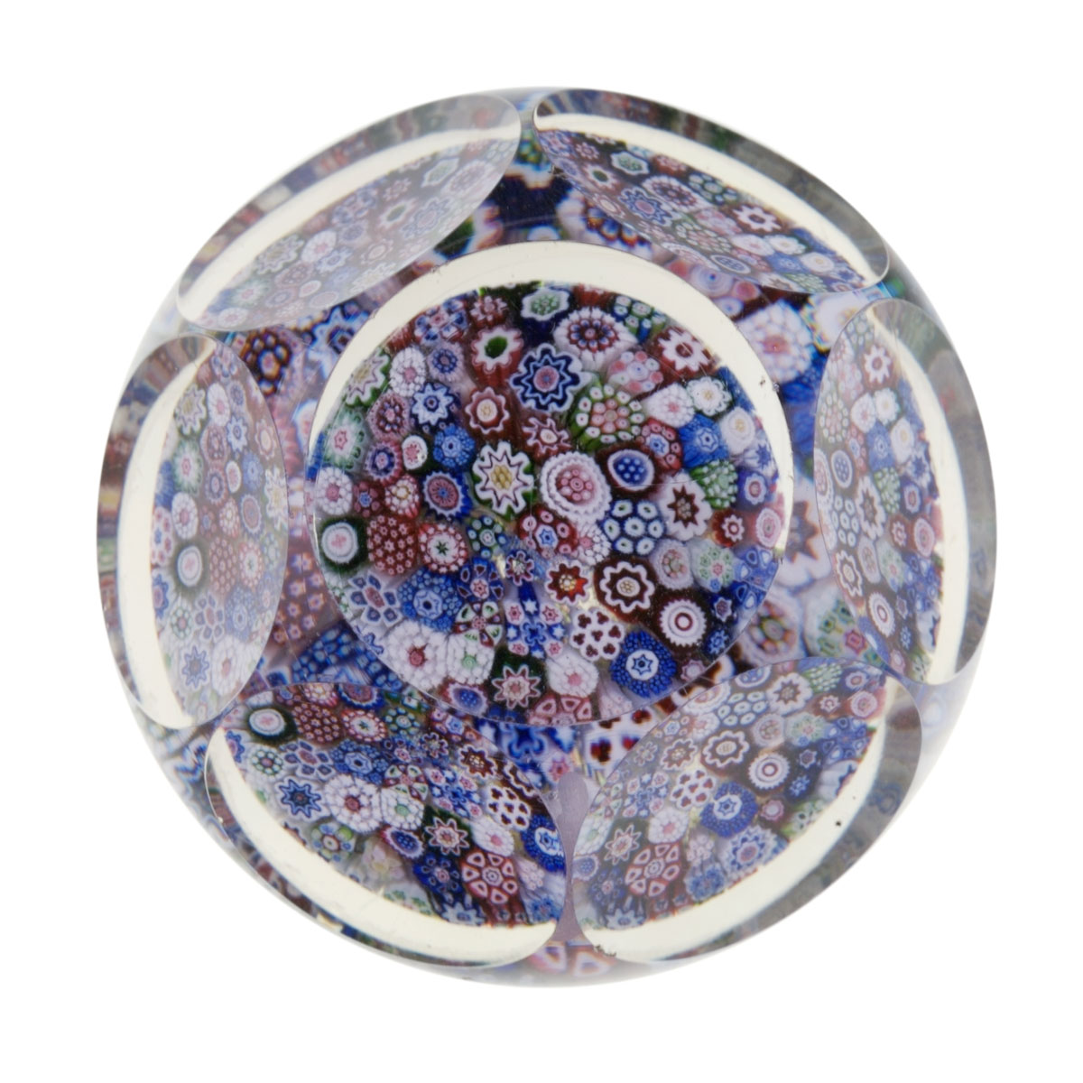 Appraisal: FRENCH FACETED CLOSE MILLEFIORI WEIGHT NINETEENTH CENTURY The clear glass