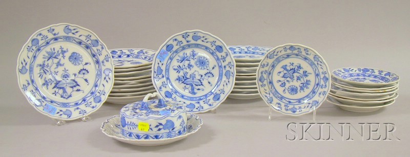 Appraisal: Twenty-nine Pieces of Meissen Blue Onion Pattern Porcelain Tableware a