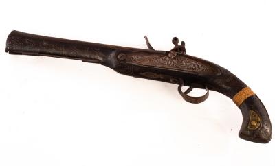 Appraisal: A th Century Indian flintlock pistol with a '' octagonal