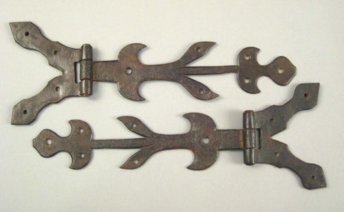 Appraisal: Pair wrought iron strap hinges th c l