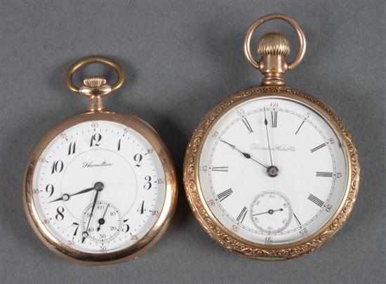 Appraisal: Two Hamilton open face gold-filled pocket watches movement marked ''Hamilton