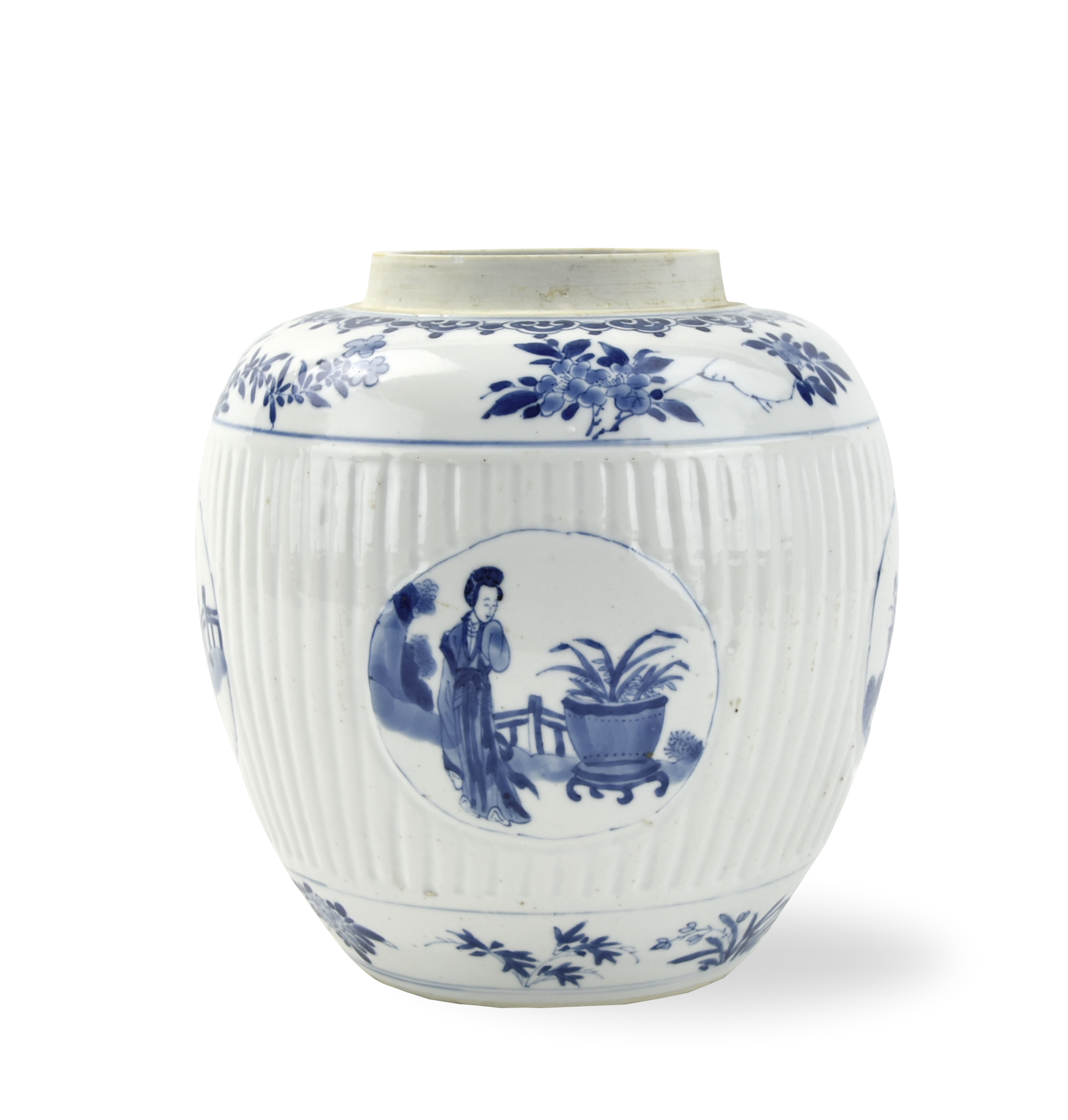 Appraisal: Chinese Kangi Period rounded body blue and white jar and