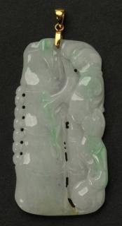 Appraisal: Chinese jade pendant w bamboo and lingzhi h Chinese jade