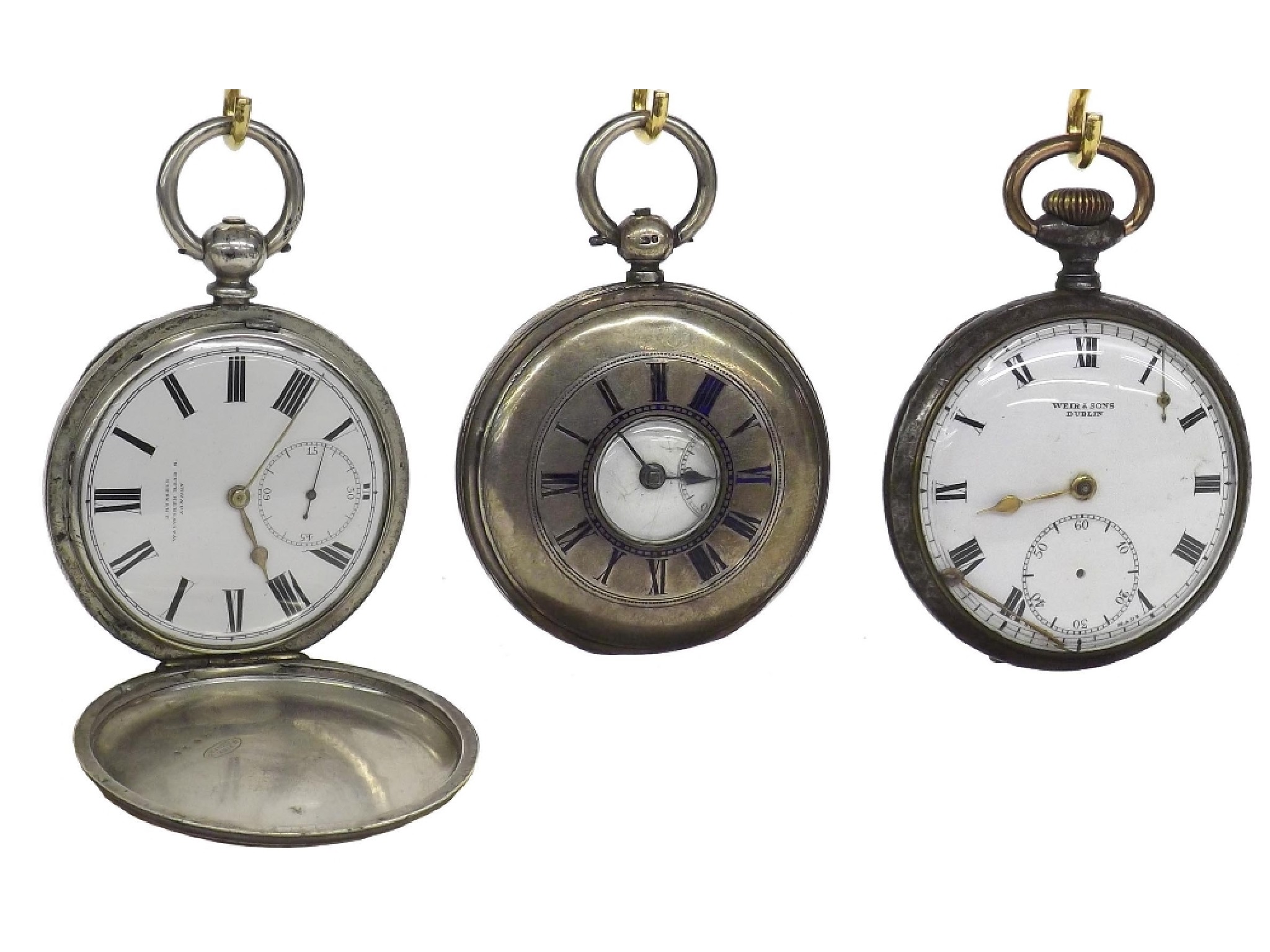 Appraisal: Silver cylinder hunter pocket watch the three-quarter plate movement signed