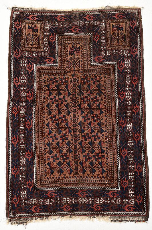 Appraisal: Baluch Prayer Mat Persia early th century tan Mihrab with