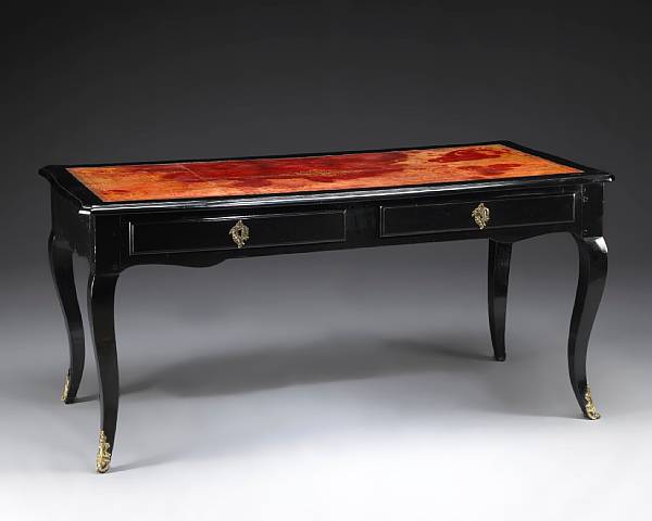 Appraisal: A Louis XV style ebonized bureau plat third quarter th