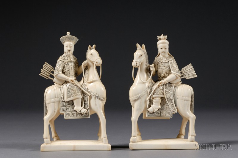 Appraisal: Pair of Ivory Carvings China late th century male and