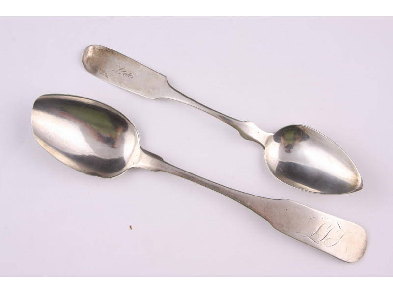 Appraisal: Two Southern Coin Silver Spoons the first a tablespoon troy