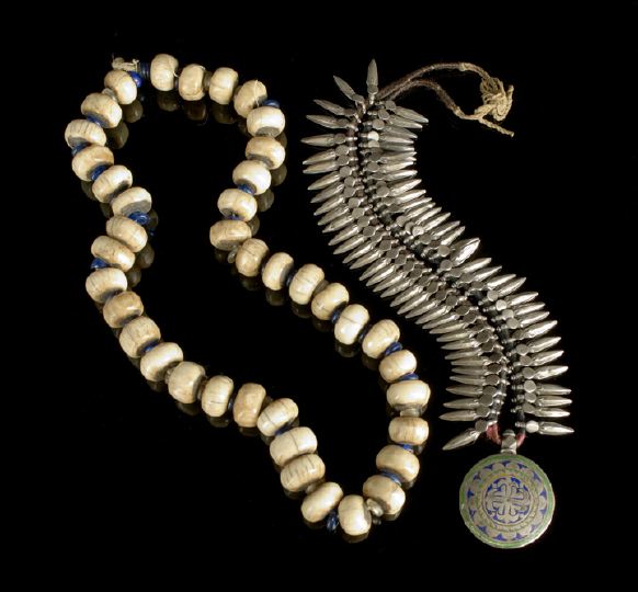 Appraisal: Group of Two Interesting Necklaces consisting of a Nepalese silver