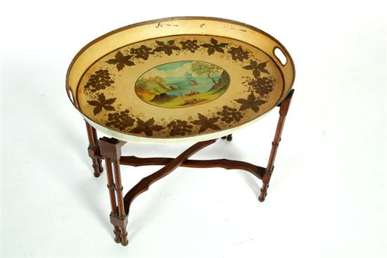 Appraisal: TOLE TRAY American early th century Oval with cutout handles