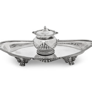 Appraisal: An English Silver Inkwell Hutton and Sons London hallmarked for