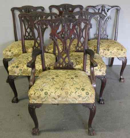 Appraisal: Set of Mahogany Chippendale Style Dining Chairs With hairy paw