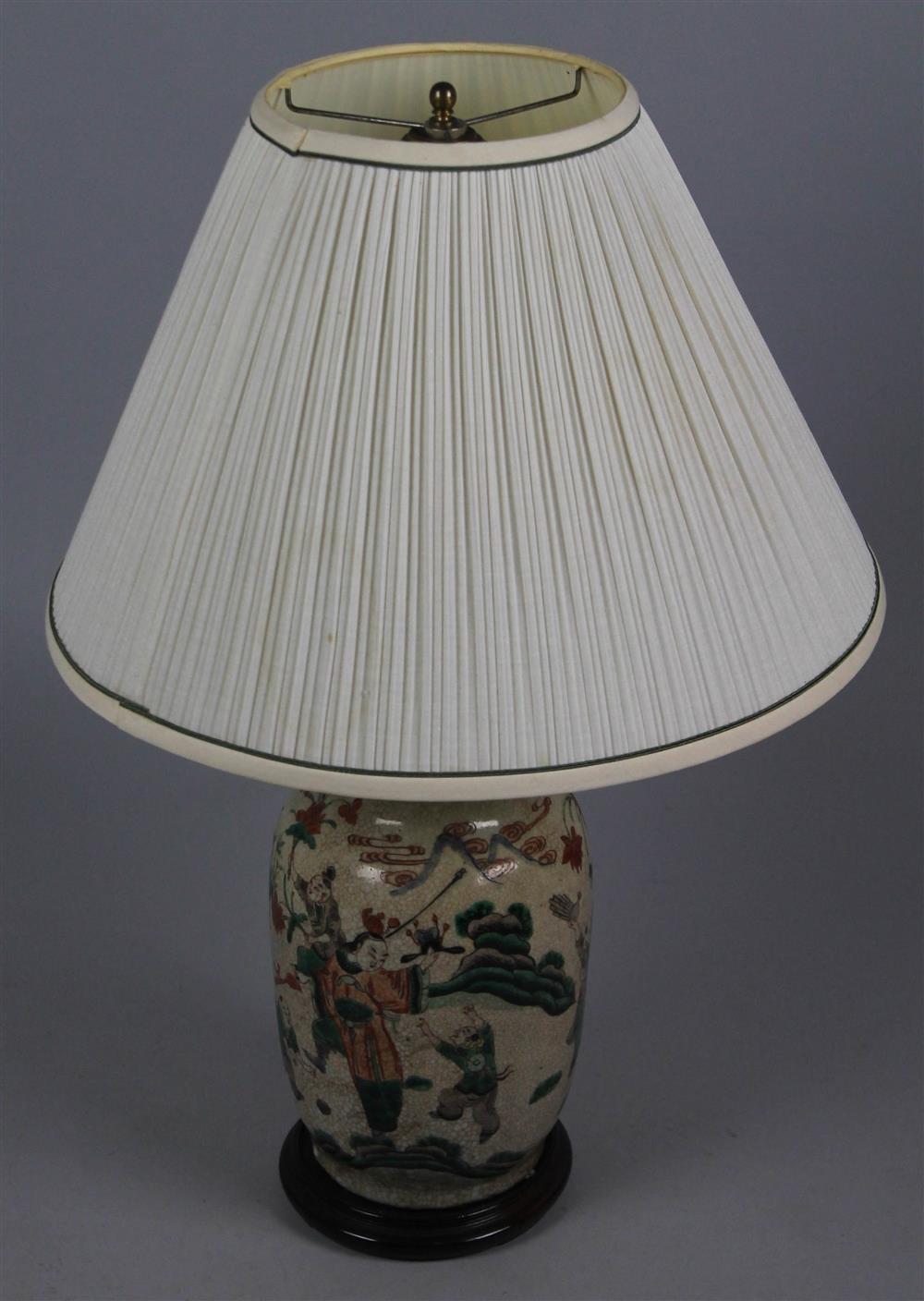 Appraisal: CHINESE FAMILLE VERTE VASE MOUNTED AS A TABLE LAMP of