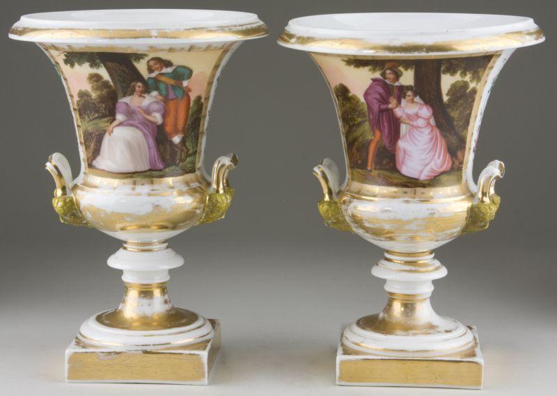 Appraisal: Pair of Paris Porcelain Urns th century each of campagna